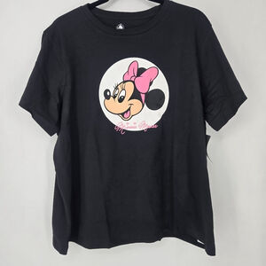 Disney Minnie Mouse Black T-Shirt with Circle Size L NWT